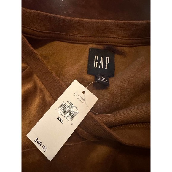 Gap Velour Crew Neck Sweatshirt in Bright Brown Size XXL NWT - Picture 6 of 7
